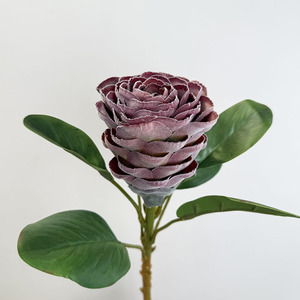 O-X975 Flor Artificial de Terciopelo Flocado, Rosa Protea Artificial, Decoración para Bodas y Fiestas en el Hogar, Tallo de Seda Realista, Venta al por Mayor de Artículos Florales - Product Image 6