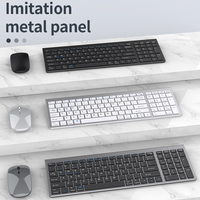 Combo de Teclado y Ratón para PC de Escritorio, Teclado Inalámbrico Ergonómico de Perfil Bajo para Juegos con Función de Conexión Multidispositivo