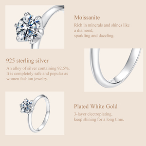 Bague de fiançailles solitaire Moissanite à bord de couteau étincelant en argent sterling 925 pour femme Bague en pierre <span class=keywords><strong>unique</strong></span> à 6 broches brillante - Product Image 3