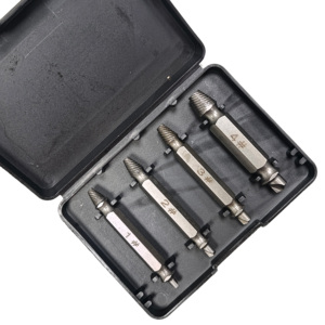 4pcs Screw Extractor Set Use for Damaged Faucet Triangle Valve Bolt Slip <b>Thread</b> <b>Tool</b> Driver Bit Double Head Screw Wire Remover - Product Image 2