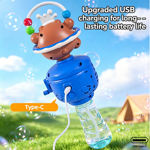YS TOYS Bear <span class=keywords><strong>Circus</strong></span> Bubble Stick - Máquina de Burbujas Eléctrica Automática con Luces LED, Juguete de Oso Giratorio para Niños, Juego al Aire Libre - Product Image 4