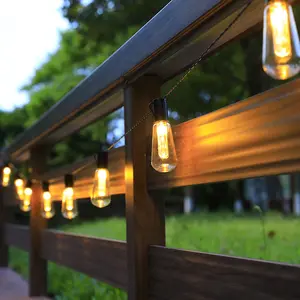2024 vườn ngoài trời Edison bóng đèn Globe không thấm nước năng lượng mặt trời hoạt động chuỗi ánh sáng với LED năng lượng mặt trời ngoài trời Globe chuỗi Lights