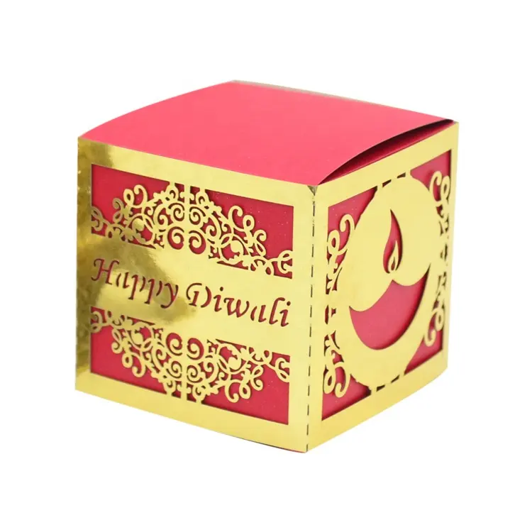 Felice Diwali laser tagliato indiano diwali dolci scatole