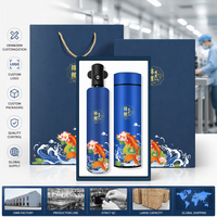 Ensemble cadeau d'entreprise personnalisé avec logo Koi, thermos bleu, carnet, stylo, souvenir pour réunion annuelle d'entreprise, événement d'ouverture