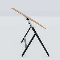 Table à dessin pour enfants avec plateau en bois carré et structure métallique, pliable et réglable