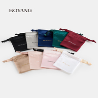 Sac à bijoux en satin de luxe, pochette d'emballage pour collier, pendentif, bague, boucles d'oreilles, bracelet, logo personnalisé Boyang