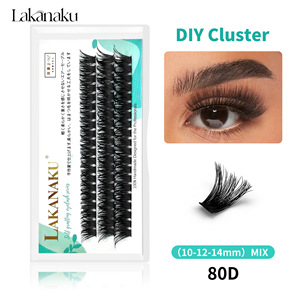 Lakanaku Segmented False Eyelashes 20P30P40P60P80P Thick Curly Individual <b>Lashes</b> For DIY Self <b>Adhesive</b> Use - Product Image 3