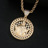 Pendentif Jésus minimaliste plaqué or 14K, étanche, en laiton, bijoux hip-hop religieux, chaîne cubaine micro-pavée pour homme