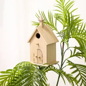 Bahçe İçin Ahşap Kuş Kafesi Küçük Kuşlar İçin Çevre Dostu Özelleştirilebilir Açık Hava Yemliği Asma Kancalı Tünek Dekoratif Yuvalama Kutusu Kuş - Product Image 4