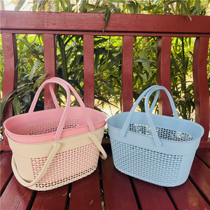 Panier de rangement creux ovale en plastique avec poignées pour la cuisine, la salle de bain, le stockage des fruits et légumes - Product Image 4