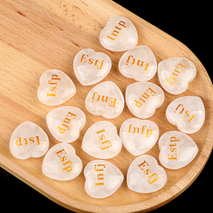 Pierre de guérison en cristal de <span class=keywords><strong>type</strong></span> MBTI gravée à la main, écologique, or, 30 mm, en forme de cœur, différentes mots, cadeaux - Product Image 5