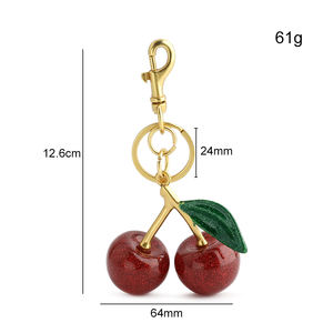 <span class=keywords><strong>Sac</strong></span> cerise breloque cadeaux porte-clés fruits pour femmes accessoires de mode de luxe mignon pendentif <span class=keywords><strong>sac</strong></span> à main décoration porte-clés fruits - Product Image 4