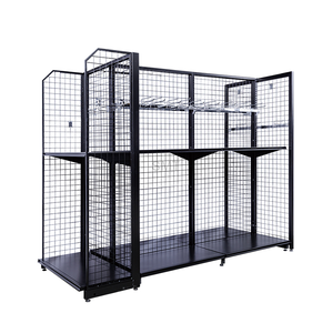 Étagère gondole robuste à cadre noir, double face, <span class=keywords><strong>avec</strong></span> panneau perforé, en métal, pour supermarché, présentoir à bonbons - Product Image 6