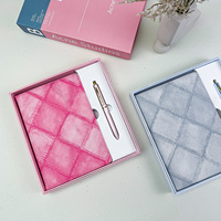 Journal en cuir PU denim vintage papeterie planificateur cadeau conception personnalisée ensemble de cahiers avec stylo