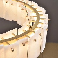 Lustre moderne minimaliste en albâtre espagnol, en laiton massif, avec LED blanc chaud, pour salon de luxe