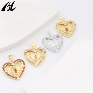 L-660 Kalp Şeklinde Meryem Ana Kolye, Çok Renkli Kristalli Guadalupe Bakiresi, Noel/Tatil Günü Özel İnanç Hediyesi - Product Image 4