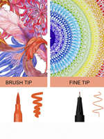 March EXPO fournitures scolaires aquarelle pinceau stylo personnalisé 36 couleurs double pointe pinceau marqueur stylo marqueur d'art coloré stylo Fineliner