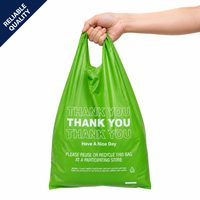 Sacs en plastique HDPE pour supermarchés et commerces de détail, écologiques, recyclables, imprimés sur mesure, de qualité fiable, vert, avec message de remerciement