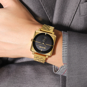 Montre analogique carrée SKMEI, cadran noir, 36 mm, quartz, montre-bracelet de luxe pour homme avec affichage de la date et verre minéral - Product Image 1