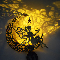 Lámpara Solar de Jardín de Hierro Forjado Moderno, Diseño de Luna, Adorno de Patio, Luz Decorativa para Exteriores