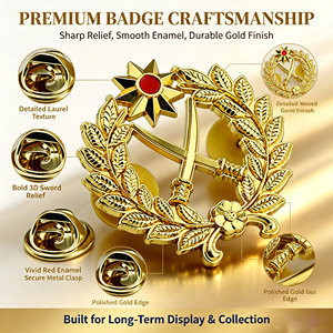 Insignia <span class=keywords><strong>de</strong></span> Esmalte en Relieve 3D Personalizada, Chapada en Oro, con Corona <span class=keywords><strong>de</strong></span> Laurel y Espada, Certificación ISO, Diseño Gratuito, Bajo MOQ, Regalo Conmemorativo, OEM - Product Image 3