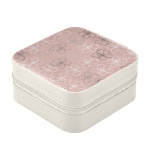 Hawaii Hau Pink Flower PU <b>Leather</b> Small Jewelry Box <b>Bracelet</b> Storage Custom Print Aloha Jewelry Cases Travel Organizer for <b>Women</b> - Product Image 3