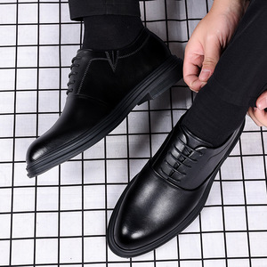 Chaussures Richelieu en cuir pour hommes à bout pointu, respirantes, avec semelle en caoutchouc, pour mariage, tenue de cérémonie et affaires, collection automne - Product Image 2