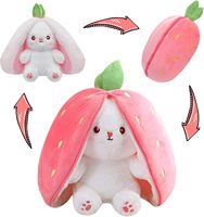 HY en stock : Poupée lapin de Pâques transformable en petite figurine fruit, jouets en peluche lapin fraise et carotte, très demandés, rembourrage en coton PP