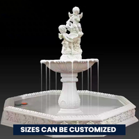 Fontaine musicale en marbre de style européen professionnel, sculpture extérieure pour aménagement paysager de jardin, durable