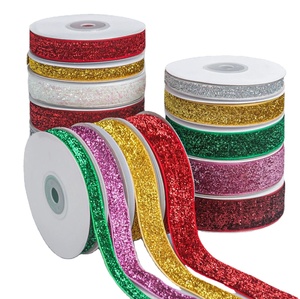 Pita Beludru Tenun Nilon Metalik Berkilau Emas Perak Merah 3/4" 100Y untuk Aksesoris Pakaian Panggung, Pengiriman Pabrik - Product Image 1