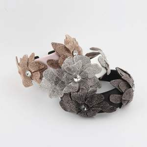 Bando Bunga Berhias Berlian Imitasi Mewah Vintage untuk Wanita, Aksesoris Rambut untuk Pesta Prom - Product Image 1