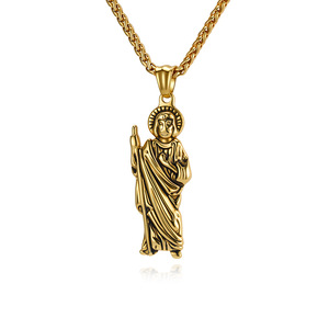 Cross-border yunnique jewelry, St. Jude necklace, street style punk fashion accessories, <b>titanium</b> steel sweater cha - Product Image 1