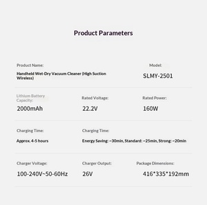 <span class=keywords><strong>Aspirateur</strong></span> sans fil portatif, aspiration de 25 Kpa, écran LED, batterie de 30 minutes, pour voiture, canapé, bureau, poils d'animaux - Product Image 6