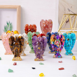 Statuetta di Angelo in Resina con Cristalli Naturali all'Ingrosso, Statua di Angelo in Cristallo Curativo per Arredamento Casa e Meditazione Spirituale - Product Image 3