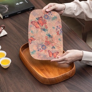 Walnut Wood <b>Tea</b> <b>Tray</b> 33x22x4cm With Floral Design For <b>Tea</b> Set Storage And Dry Brewing Table - Product Image 2