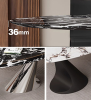 Table à manger ovale en marbre noir de style moderne, en pierre naturelle, grand marbre antique, pour restaurant, mobilier de salle à manger, usage domestique