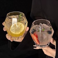 Verre à whisky et cocktail en verre hexagonal géométrique de style nordique, en forme de diamant, pour bar à domicile et fêtes