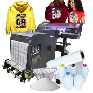 popular 24 inch 60cm roll to roll dtf t shirt printing primter four xp600 I3200 heads dtf printer with drying