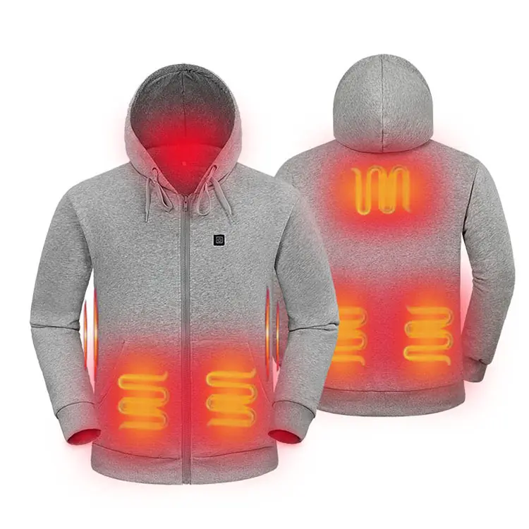 Heating Hoodie 100% Cotton Far Infrared Usb Battery Powered Mens Hoodie Jacket Heated Sweatshirt