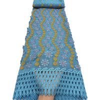 Kain Asoebi NI.AI Mewah dengan Hiasan Bunga 3D, Bahan Katun Lace yang Dapat Larut dalam Air, untuk Gaun Pengantin