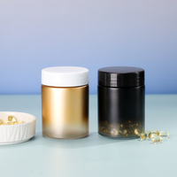Nouveau design – Pot de stockage rond en verre de 150 ml pour gommes vitaminées, suppléments nutritionnels et huile de poisson, avec couvercle à vis en plastique