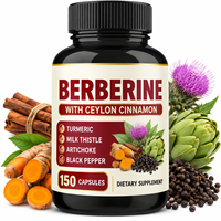 Complément de berbérine en capsules avec cannelle de Ceylan, curcuma, chardon-Marie, artichaut, poivre noir, 150 unités