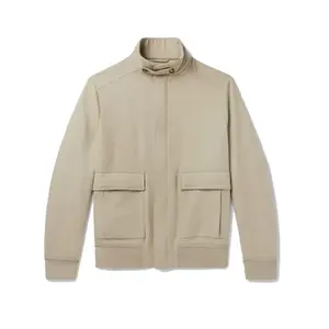 Wholesale Custom Made Oem Service Men Casual Wool Bomber Jacket Zip Fastenings Jackets Leisure Coat