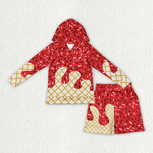 Ensemble 2 pièces décontracté pour bébés filles : pull et short imprimé crème glacée - Collection RTS Boutique - Vêtements assortis pour frères et sœurs - Product Image 2