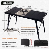 Table pliante d'extérieur CLS, portable, pour camping, pique-nique, barbecue, cuisinière IGT, cuisine mobile, mobilier d'extérieur réglable