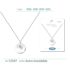 Ciondolo in acciaio inossidabile con strass-eleganti gioielli in acciaio inossidabile con finitura lucida - Product Image 1