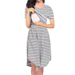 Vestido de Maternidad con Estampado de Gato Versátil para <span class=keywords><strong>Ofertas</strong></span> Express, Silueta en Línea A de Poliéster/Algodón Diseñado para la Lactancia - Product Image 4