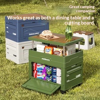 Boîte de rangement pliable en plastique pour extérieur, table-banc-chaise multifonctionnelle pour voiture et camping, organisateur portable tout-en-un avec roues