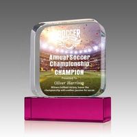 Trophée de football en cristal personnalisé avec impression UV, plaque en verre pour prix de compétition, cadeau de championnat