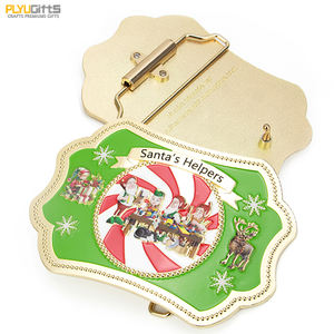 หัวเข็มขัดลายจานคริสต์มาสแบบวินเทจ ปั๊มโลโก้ตามสั่ง ชุบทอง/เงิน ดีไซน์ 2 มิติ/3 มิติ ของขวัญวันหยุดสุดฮา ทำจากโลหะผสมสังกะสี - Product Image 1